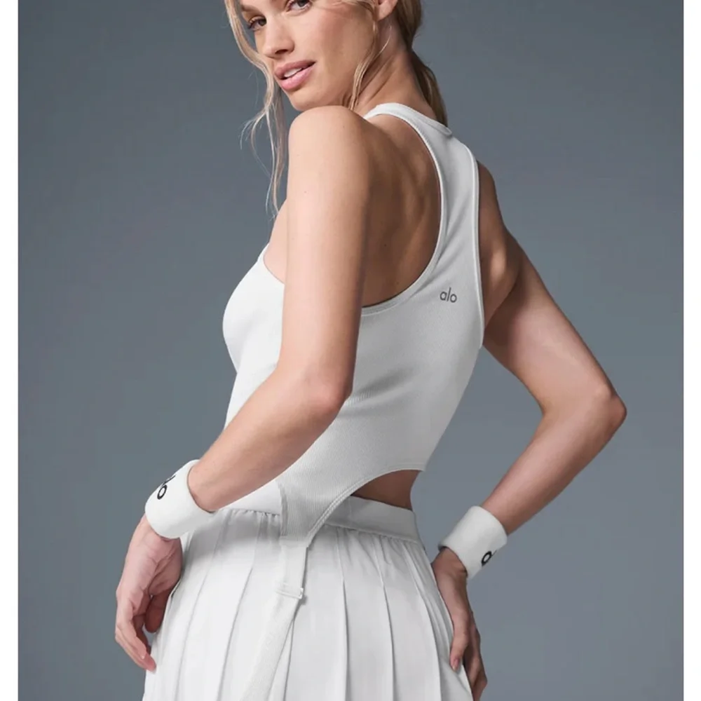 Alo Varsity White Pleated Tennis Skirt